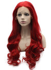 Long Wavy Hand Tied Lace Front Synthetic Hair Red Party Wig