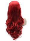 Long Wavy Hand Tied Lace Front Synthetic Hair Red Party Wig