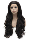 Long Wavy Dark Brown Heat Friendly Fiber Hair Natural Lace Front Wig