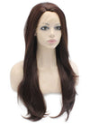 Long Straight Dark Auburn Natural Hand Tied Lace Front Wig