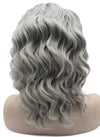 Shoulder Length Stylish Lace Front Synthetic Ombre Grey Wig Natural