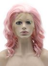 Shoulder Length Stylish Hand Tied Lace Front Synthetic Hair Pink Party Wig