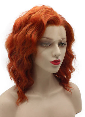 Shoulder Length Wavy Lace Front Synthetic Reddish Blonde Wig