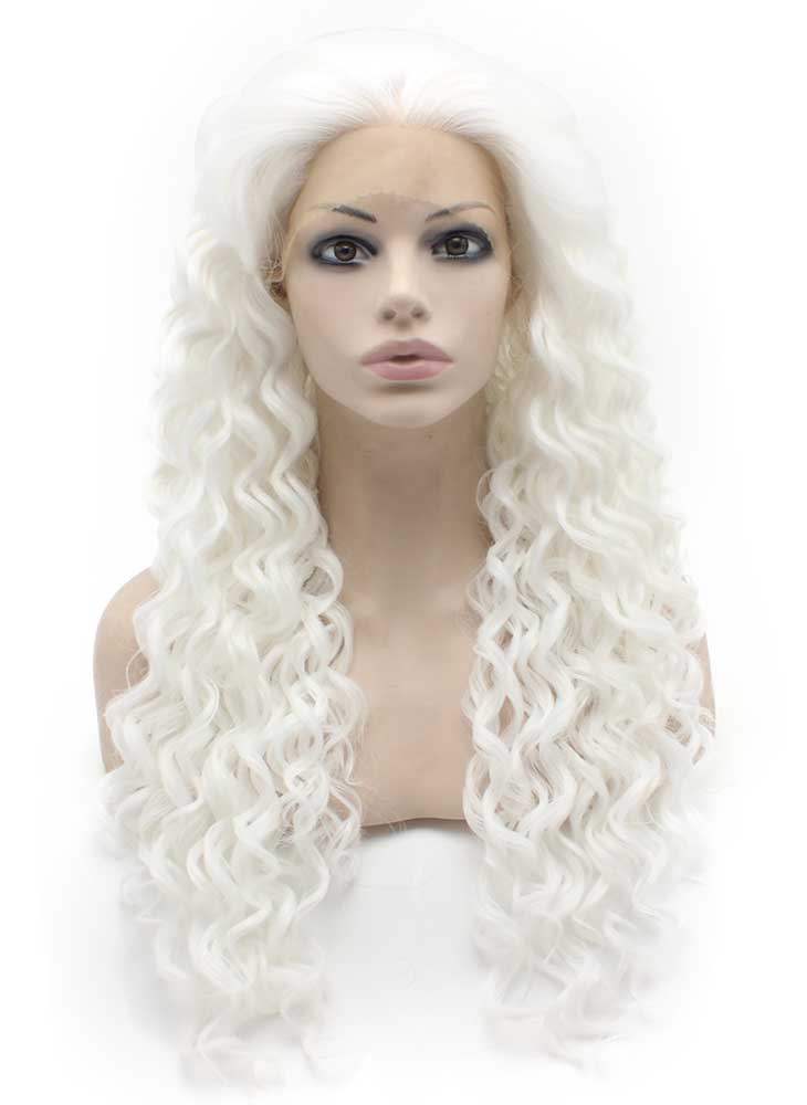 White Long Curly Wig (26in)