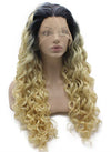 Long Curly 613 Blond Heat Friendly Fiber Hair Ombre Lace Front Wig