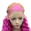 Rose Pink Long Curly Wig