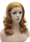 16inch Shoulder Length Wavy Blonde Synthetic Lace Front Natural Wig