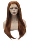 Long Straight Auburn Natural Lace Front Synthetic Hair Wig