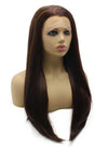 Long Straight Brown Hightlight Natural Hand Tied Swiss Lace Front Wig