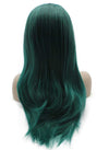 Long Straight Dark Green Two Tone Ombre Lace Front Synthetic Wig