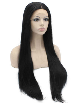 black color straight wig sidepart