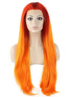 Long Straight Two Tone Orange Lace Front Ombre Cosplay Party Wig