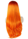 Long Straight Two Tone Orange Lace Front Ombre Cosplay Party Wig