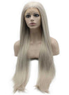 Gray Blonde Long Straight Wig