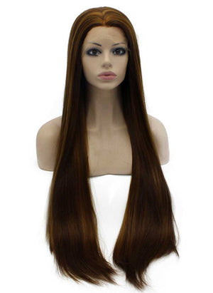 Brown Highlight Long Straight Wig