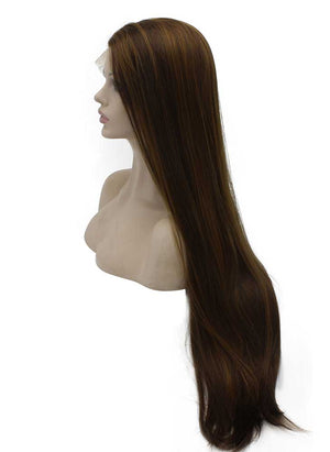 Brown Highlight Long Straight Wig