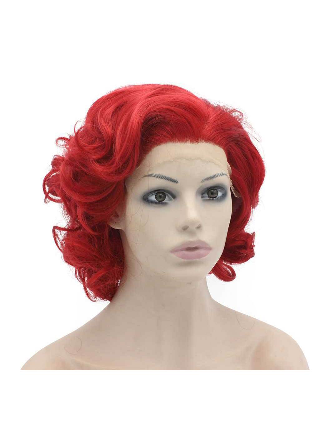 Short Curly Lace Front Stylish Red Cosplay Party Wig