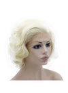 Short Curly Half Hand Tied Lace Front light blonde Stylish Wig