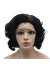 Short Curly Synthetic Lace Front Stylish Natural Black Wig