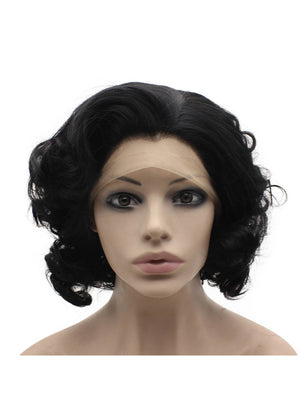 Short Curly Synthetic Lace Front Stylish Natural Black Wig