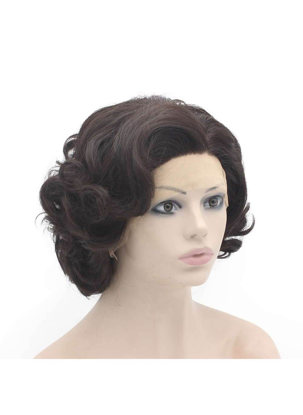 Short Curly Dark Brown Mix Stylish Lace Front Wig