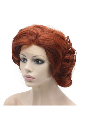 Short Curly Burgundy Red Lace Front Stylish Wig