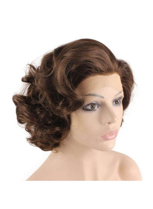 Short Curly Brown Mix Synthetic Lace Front Stylish Wig