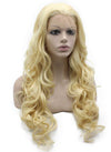 Long Wavy #613 Blonde Hand Tied Lace Front Synthetic Wig