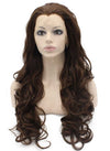 Long Wavy Brown Heat Resistant Lace Front Synthetic Wig Natural