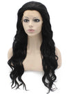 Long Wavy Black Heat Friendly Fiber Hair Lace Front Wig