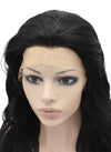 Long Wavy Black Heat Friendly Fiber Hair Lace Front Wig