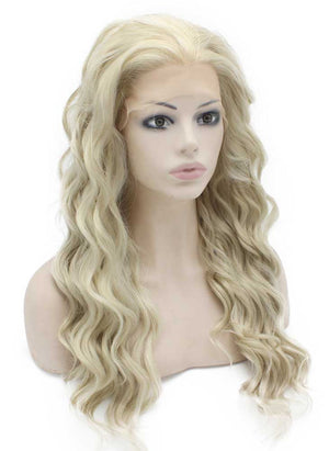 Long Wavy Ash Blonde Heat Resistant Synthetic Hair Lace Wig