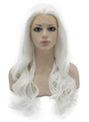 Long Wavy Hand Tied Lace Front Synthetic Hair White Costume Party Wig