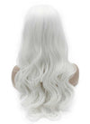 Long Wavy Hand Tied Lace Front Synthetic Hair White Costume Party Wig