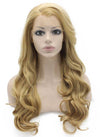 Long Wavy Ash Blonde Hand Tied Lace Front Synthetic Hair Wig