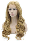 Long Wavy Ash Blonde Hand Tied Lace Front Synthetic Hair Wig