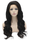 Long Wavy Black Heat Resistant Synthetic Hair Lace Front Wig