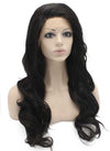 Long Wavy Black Heat Resistant Synthetic Hair Lace Front Wig