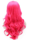 Long Wavy Hand Tied Lace Front Hot Pink Costume Party Wig