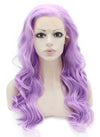 Long Wavy Hand Tied Lace Front Synthetic Hair Purple Costume Party Wig