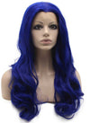 Long Wavy Jewelry Blue Heat Resistant Fiber Hair Front Lace Wig