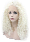 Long White Curly Swiss Lace Front Wig Synthetic Heat Resistant