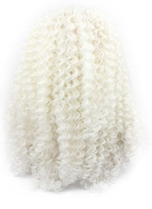 Long White Curly Swiss Lace Front Wig Synthetic Heat Resistant