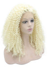 Long Platinum Blonde Curly Swiss Lace Front Wig Heat Resistant