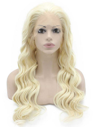 Long Wavy Light Blonde Heat Friendly Natural Lace Front Synthetic Wig