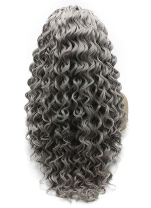 Extra Long Silver Gray Long Curly Wig (26in)