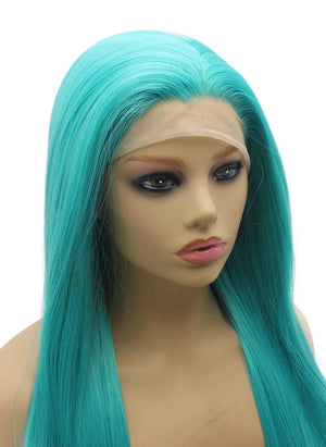 Turquoise Long Straight Lace Front Wig