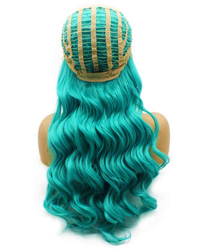 Long Wavy Synthetic Lace Front Turquoise Teal Blue Wig