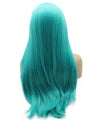 28inch Long Straight  Turquoise Teal Blue Lace Front Synthetic Wig